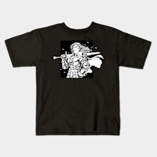Woman in Armor with Sword - Paladin Drawing Kids T-Shirt